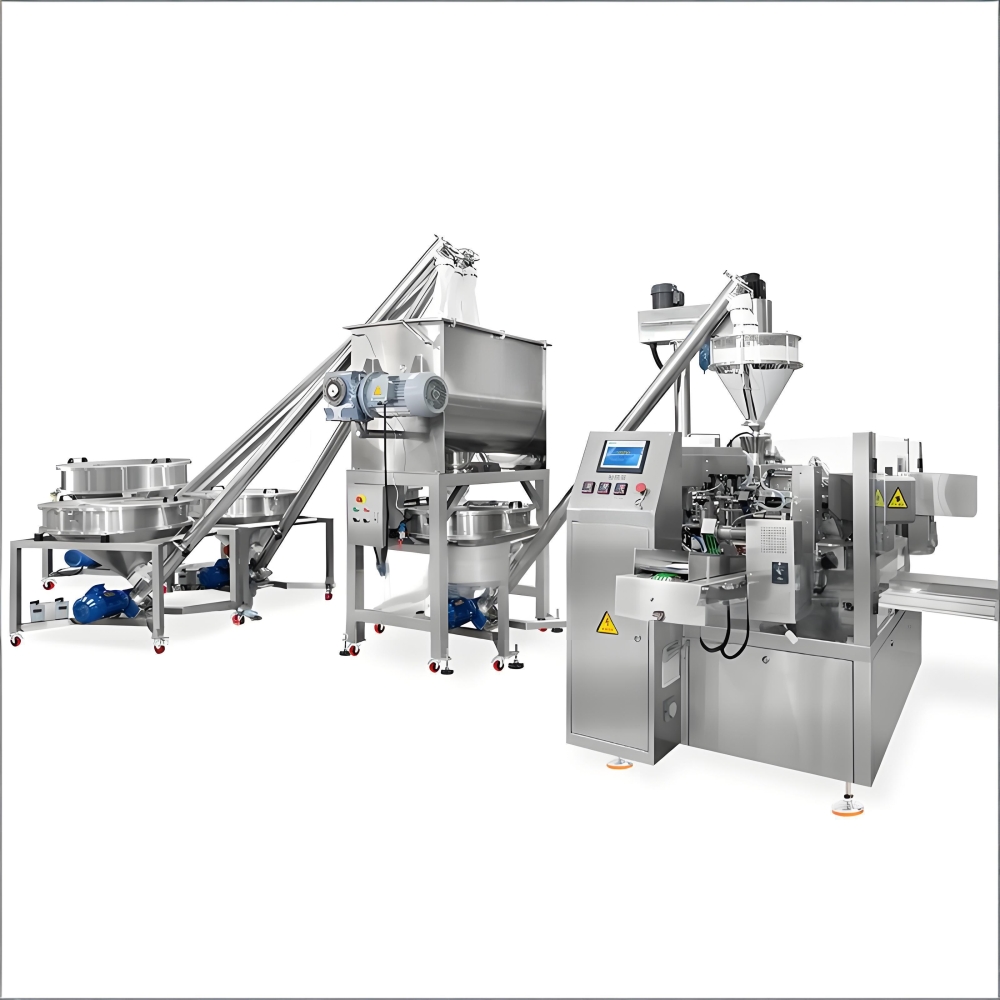 全自动螺杆计量三合一粉末混料给袋包装机的功能特点